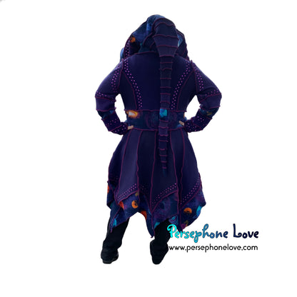 "Anyone Out There" Purple galaxy pixie felted cashmere/wool/fleece Katwise-inspired sequin sweatercoat-2566