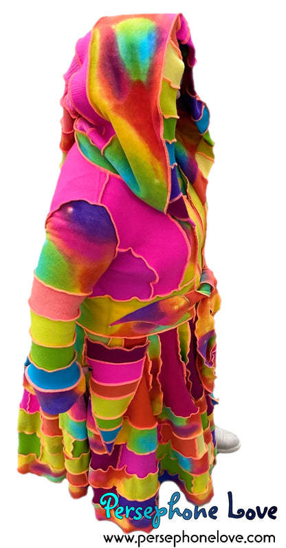 "Sun Models" GODDESS SIZE Neon Rainbow embroidered/felted cashmere patchwork Katwise-inspired sweatercoat-2535