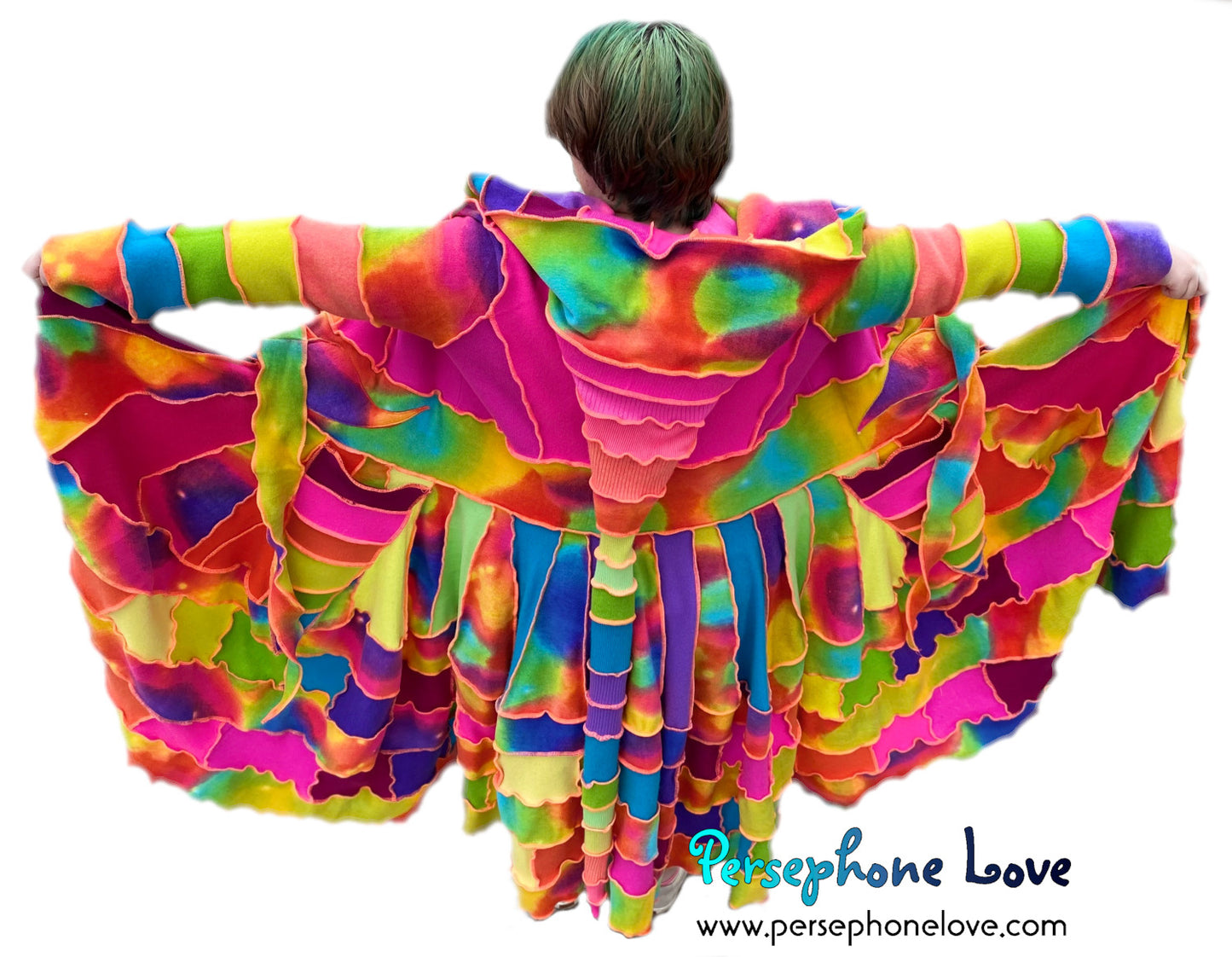 "Sun Models" GODDESS SIZE Neon Rainbow embroidered/felted cashmere patchwork Katwise-inspired sweatercoat-2535