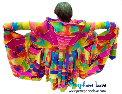 "Sun Models" GODDESS SIZE Neon Rainbow embroidered/felted cashmere patchwork Katwise-inspired sweatercoat-2535