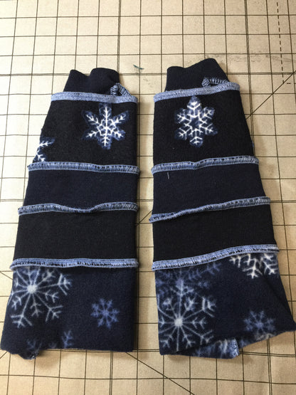 Katwise inspired needle-felted blue upcycled sweater arm warmers-1325
