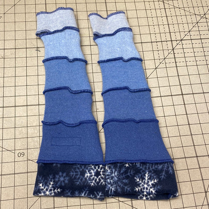 Katwise inspired needle-felted blue 100% cashmere upcycled sweater arm warmers -1498